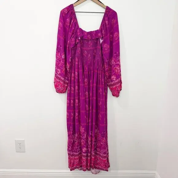 NWT City Chic Estelle Maxi Dress Magenta Smocked Ruffle size 16 - Picture 3 of 8
